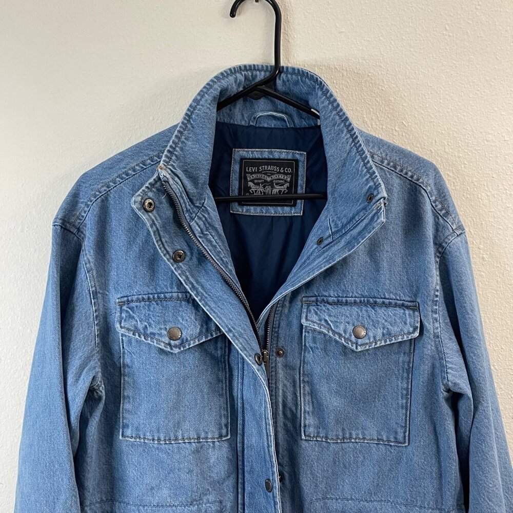 Levi's Denim Utility Jacket XS Cotton Shell Button & Zipper Closure - Picture 3 of 11